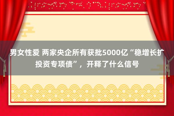 男女性爱 两家央企所有获批5000亿“稳增长扩投资专项债”，开释了什么信号