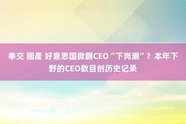 拳交 國產 好意思国掀翻CEO“下岗潮”？本年下野的CEO数目创历史记录