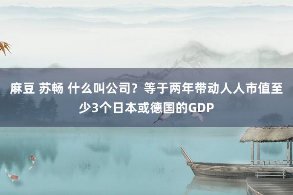 麻豆 苏畅 什么叫公司？等于两年带动人人市值至少3个日本或德国的GDP