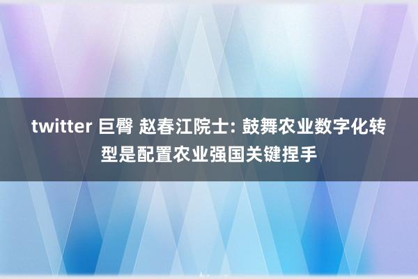 twitter 巨臀 赵春江院士: 鼓舞农业数字化转型是配置农业强国关键捏手