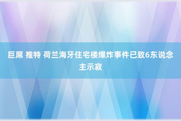 巨屌 推特 荷兰海牙住宅楼爆炸事件已致6东说念主示寂