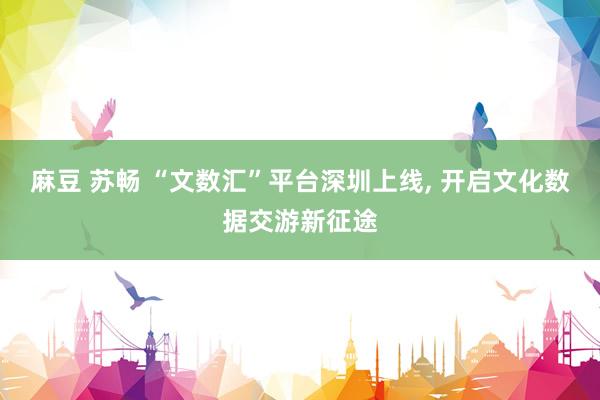麻豆 苏畅 “文数汇”平台深圳上线， 开启文化数据交游新征途
