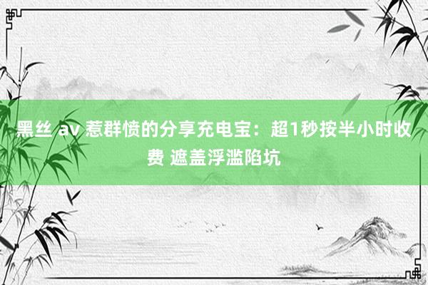 黑丝 av 惹群愤的分享充电宝：超1秒按半小时收费 遮盖浮滥陷坑