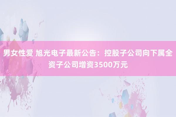 男女性爱 旭光电子最新公告：控股子公司向下属全资子公司增资3500万元