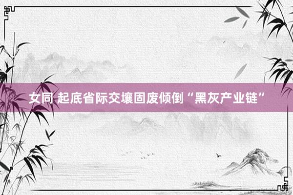 女同 起底省际交壤固废倾倒“黑灰产业链”