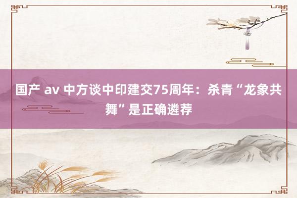 国产 av 中方谈中印建交75周年：杀青“龙象共舞”是正确遴荐