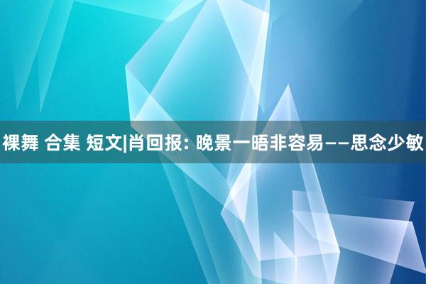 裸舞 合集 短文|肖回报: 晚景一晤非容易——思念少敏