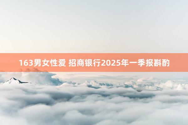 163男女性爱 招商银行2025年一季报斟酌