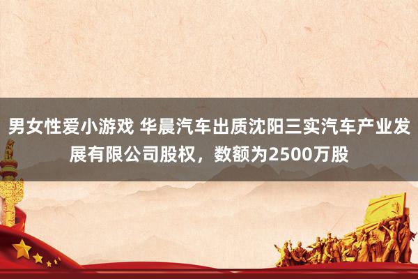 男女性爱小游戏 华晨汽车出质沈阳三实汽车产业发展有限公司股权，数额为2500万股