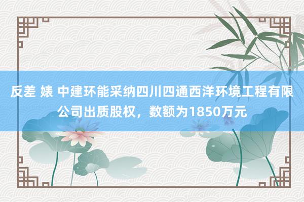 反差 婊 中建环能采纳四川四通西洋环境工程有限公司出质股权，数额为1850万元