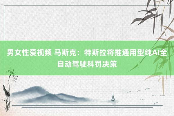 男女性爱视频 马斯克：特斯拉将推通用型纯AI全自动驾驶科罚决策