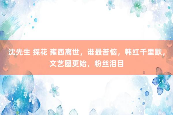 沈先生 探花 雍西离世，谁最苦恼，韩红千里默，文艺圈更始，粉丝泪目