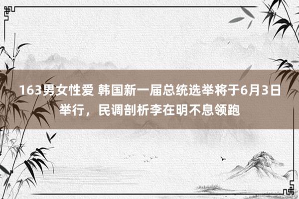 163男女性爱 韩国新一届总统选举将于6月3日举行，民调剖析李在明不息领跑