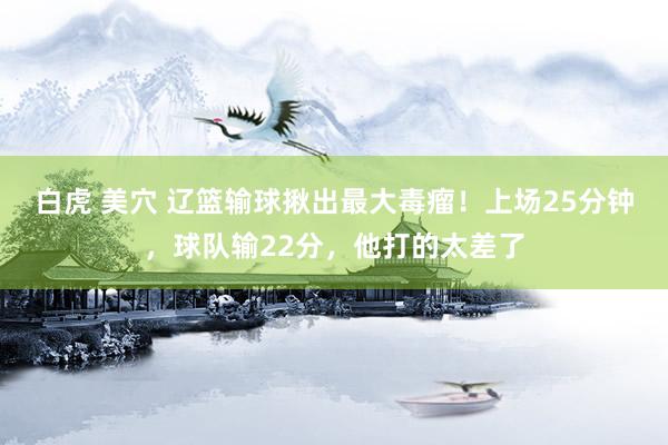 白虎 美穴 辽篮输球揪出最大毒瘤！上场25分钟，球队输22分，他打的太差了